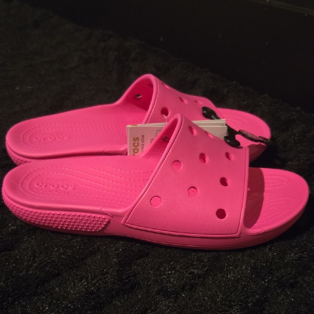 CROCS Fuchsia Slide Sandals - Picture 5 of 6